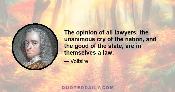 The opinion of all lawyers, the unanimous cry of the nation, and the good of the state, are in themselves a law.