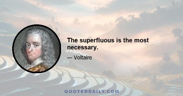 The superfluous is the most necessary.