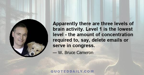 Apparently there are three levels of brain activity. Level 1 is the lowest level - the amount of concentration required to, say, delete emails or serve in congress.