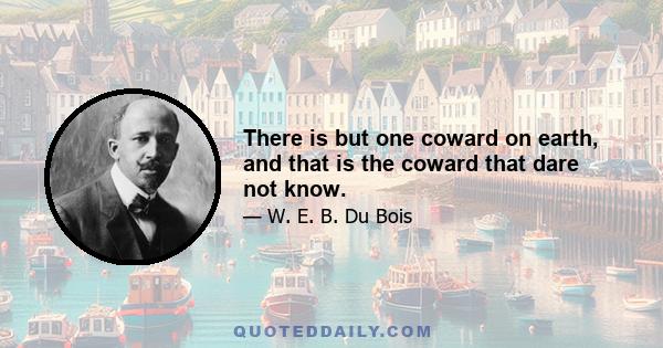 There is but one coward on earth, and that is the coward that dare not know.