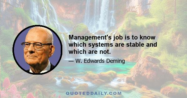 Management's job is to know which systems are stable and which are not.