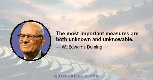 The most important measures are both unknown and unknowable.