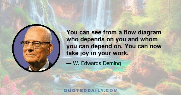 You can see from a flow diagram who depends on you and whom you can depend on. You can now take joy in your work.