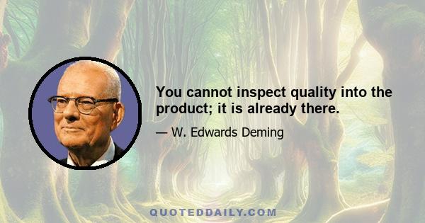 You cannot inspect quality into the product; it is already there.