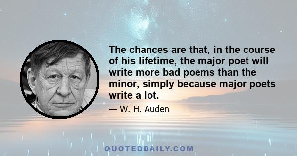 The chances are that, in the course of his lifetime, the major poet will write more bad poems than the minor, simply because major poets write a lot.