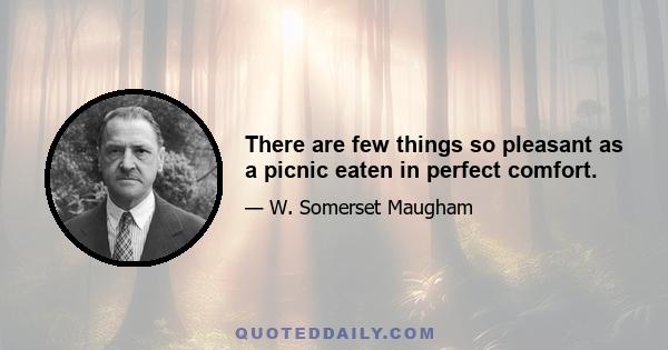 There are few things so pleasant as a picnic eaten in perfect comfort.