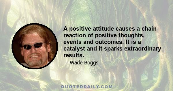 A positive attitude causes a chain reaction of positive thoughts, events and outcomes. It is a catalyst and it sparks extraordinary results.