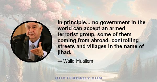 In principle... no government in the world can accept an armed terrorist group, some of them coming from abroad, controlling streets and villages in the name of jihad.