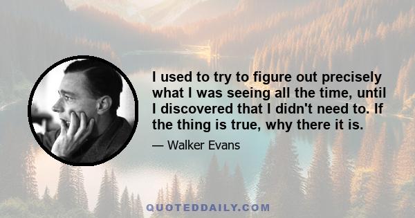 I used to try to figure out precisely what I was seeing all the time, until I discovered that I didn't need to. If the thing is true, why there it is.