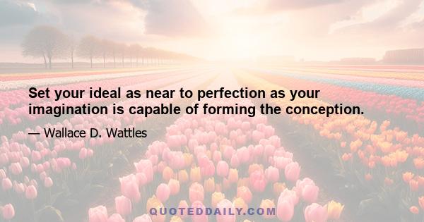 Set your ideal as near to perfection as your imagination is capable of forming the conception.