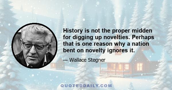 History is not the proper midden for digging up novelties. Perhaps that is one reason why a nation bent on novelty ignores it.