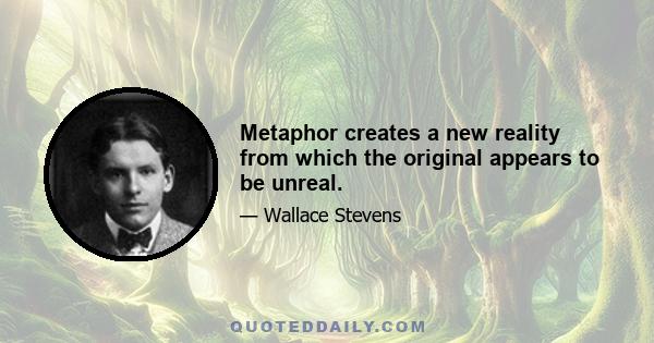 Metaphor creates a new reality from which the original appears to be unreal.