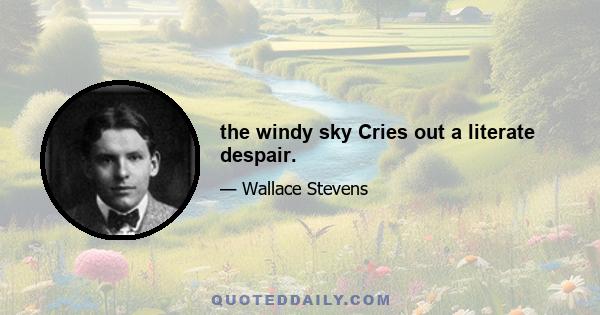 the windy sky Cries out a literate despair.