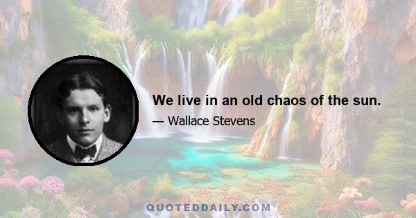 We live in an old chaos of the sun.