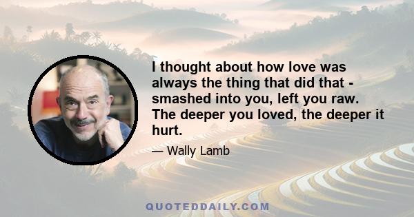 I thought about how love was always the thing that did that - smashed into you, left you raw. The deeper you loved, the deeper it hurt.