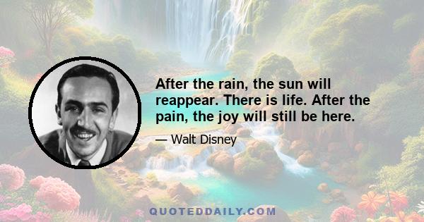 After the rain, the sun will reappear. There is life. After the pain, the joy will still be here.