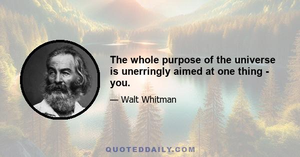 The whole purpose of the universe is unerringly aimed at one thing - you.