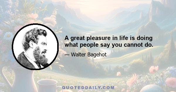 A great pleasure in life is doing what people say you cannot do.