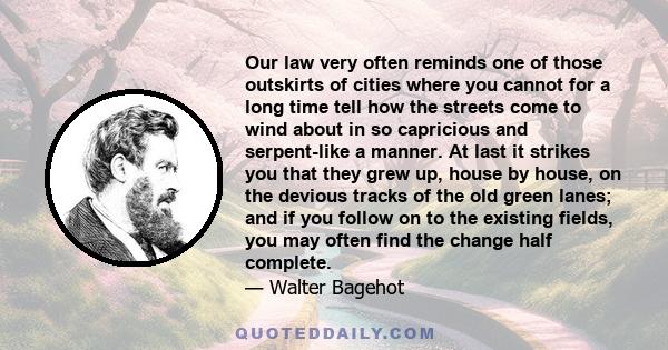 Our law very often reminds one of those outskirts of cities where you cannot for a long time tell how the streets come to wind about in so capricious and serpent-like a manner. At last it strikes you that they grew up,