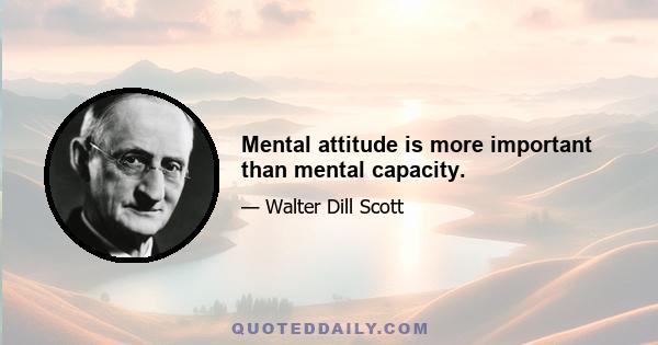 Mental attitude is more important than mental capacity.