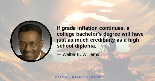 If grade inflation continues, a college bachelor's degree will have just as much credibility as a high school diploma.