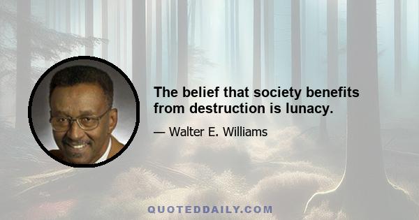 The belief that society benefits from destruction is lunacy.