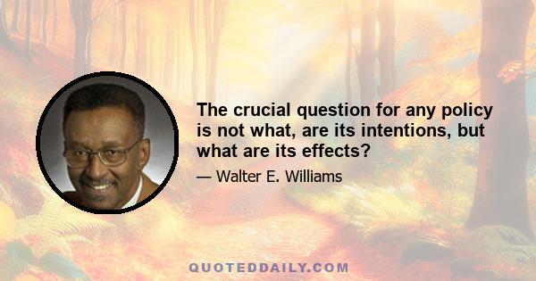 The crucial question for any policy is not what, are its intentions, but what are its effects?