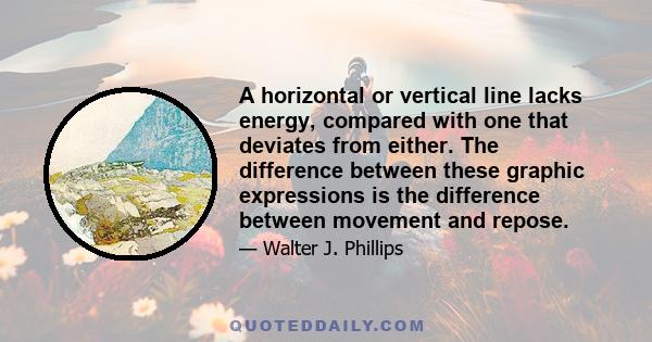 A horizontal or vertical line lacks energy, compared with one that deviates from either. The difference between these graphic expressions is the difference between movement and repose.