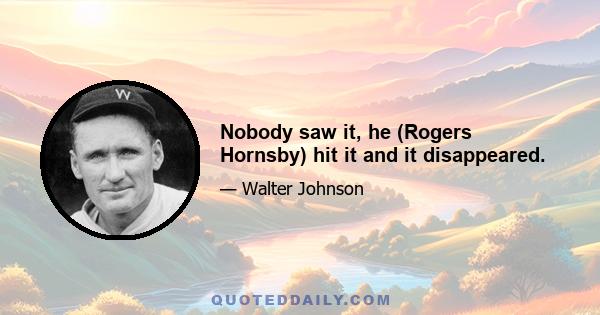 Nobody saw it, he (Rogers Hornsby) hit it and it disappeared.