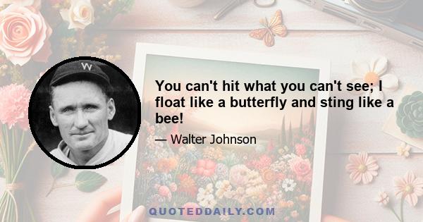 You can't hit what you can't see; I float like a butterfly and sting like a bee!