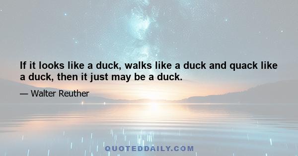 If it looks like a duck, walks like a duck and quack like a duck, then it just may be a duck.