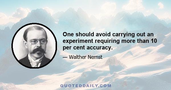 One should avoid carrying out an experiment requiring more than 10 per cent accuracy.