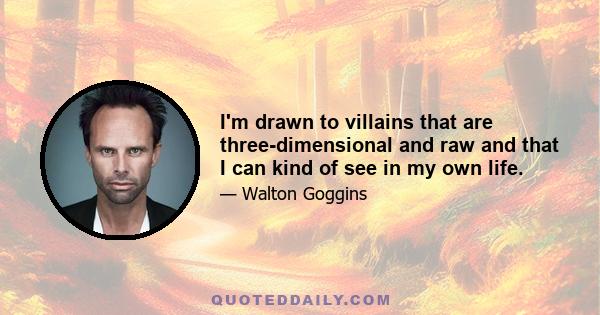 I'm drawn to villains that are three-dimensional and raw and that I can kind of see in my own life.