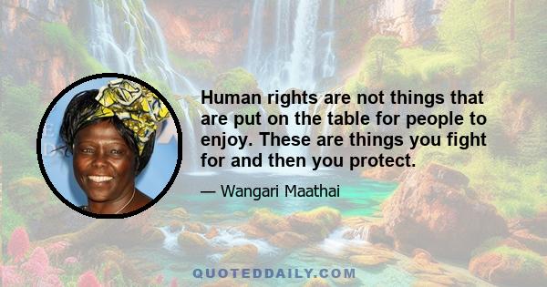 Human rights are not things that are put on the table for people to enjoy. These are things you fight for and then you protect.