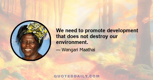 We need to promote development that does not destroy our environment.