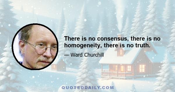 There is no consensus, there is no homogeneity, there is no truth.