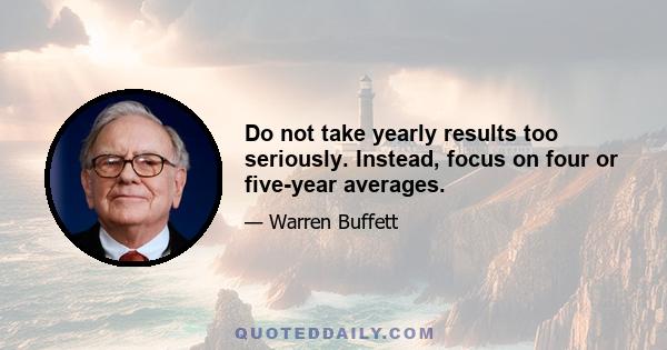 Do not take yearly results too seriously. Instead, focus on four or five-year averages.