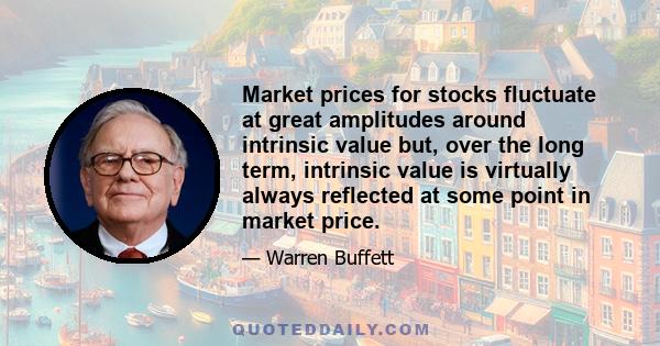 Market prices for stocks fluctuate at great amplitudes around intrinsic value but, over the long term, intrinsic value is virtually always reflected at some point in market price.