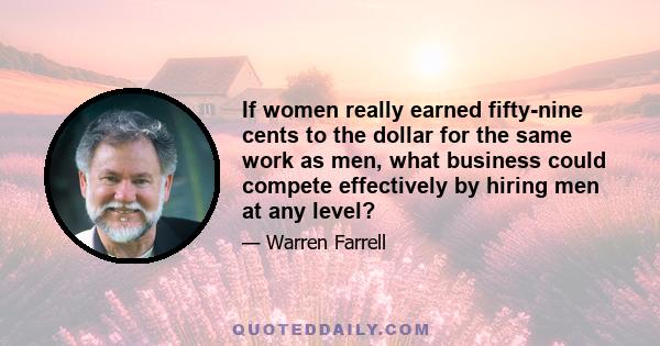 If women really earned fifty-nine cents to the dollar for the same work as men, what business could compete effectively by hiring men at any level?