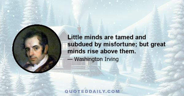 Little minds are tamed and subdued by misfortune; but great minds rise above them.