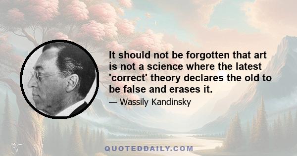 It should not be forgotten that art is not a science where the latest 'correct' theory declares the old to be false and erases it.