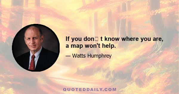 If you don t know where you are, a map won't help.