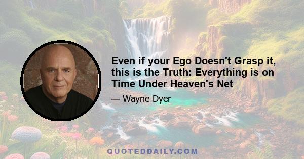 Even if your Ego Doesn't Grasp it, this is the Truth: Everything is on Time Under Heaven's Net