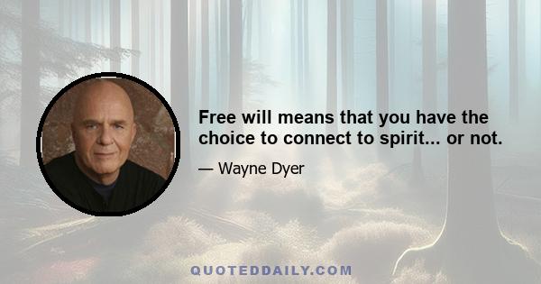 Free will means that you have the choice to connect to spirit... or not.