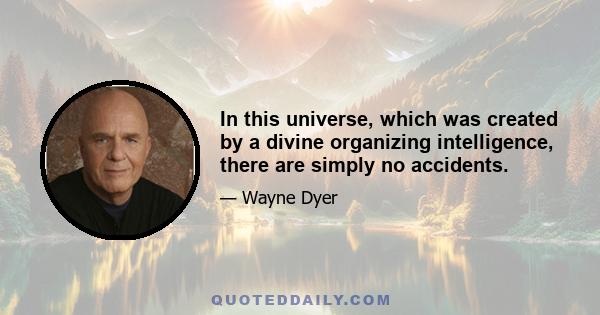 In this universe, which was created by a divine organizing intelligence, there are simply no accidents.