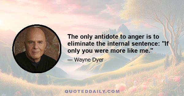 The only antidote to anger is to eliminate the internal sentence: If only you were more like me.