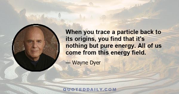 When you trace a particle back to its origins, you find that it's nothing but pure energy. All of us come from this energy field.