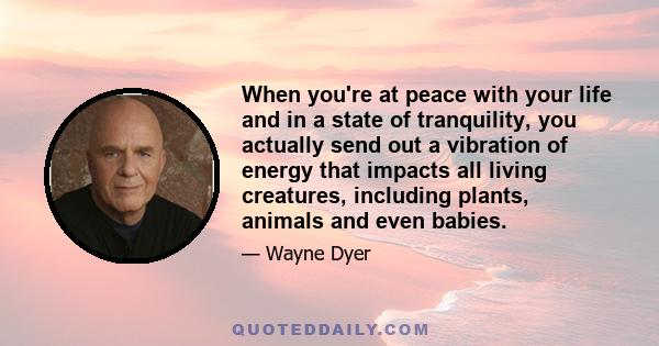 When you're at peace with your life and in a state of tranquility, you actually send out a vibration of energy that impacts all living creatures, including plants, animals and even babies.