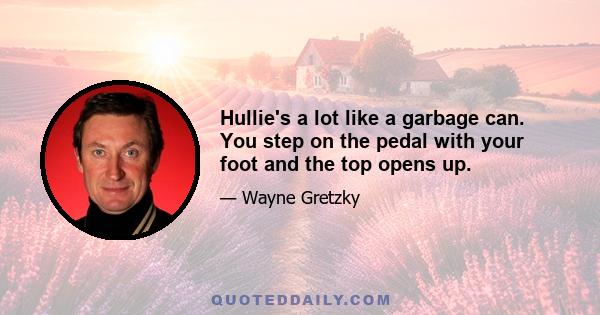 Hullie's a lot like a garbage can. You step on the pedal with your foot and the top opens up.