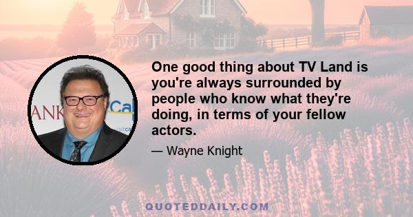 One good thing about TV Land is you're always surrounded by people who know what they're doing, in terms of your fellow actors.